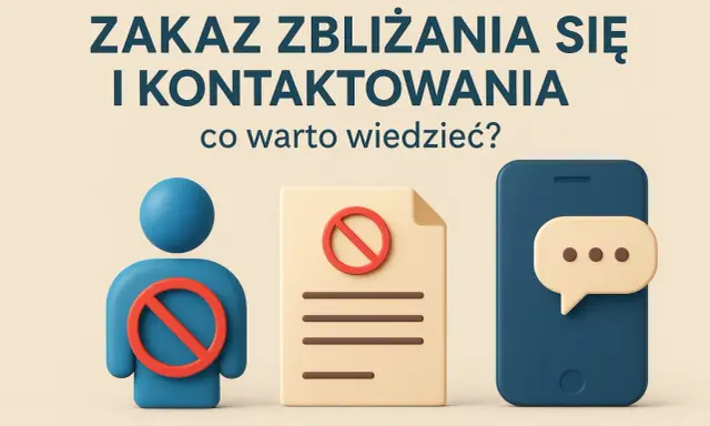 Zakaz zbliżania się i kontaktu. Ikony osoby, dokumentu i telefonu z symbolami zakazu.