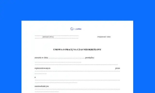 Formularz umowy o pracę na czas nieokreślony, kluczowy dla identyfikacji zobowiązania pracodawcy i pracownika.