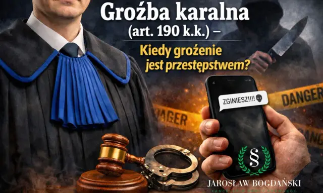 Groźba karalna na telefonie, obok kajdanki i młotka sędziowskiego. Czy grożenie komuś to przestępstwo?