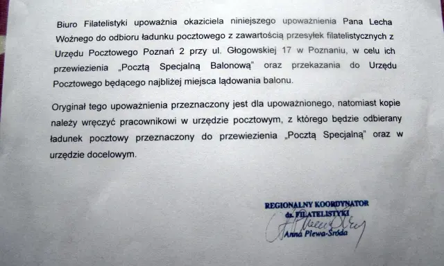 Jak napisać upoważnienie? Dokument z Biura Filatelistyki upoważnia Pana Lecha do odbioru przesyłek pocztowych.